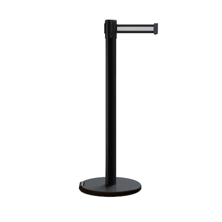 Montour Line Retractable Belt Rolling Stanchion, 2.5ft Black Post 11ft. Bk/W H P400RL-BK-BWH-110
